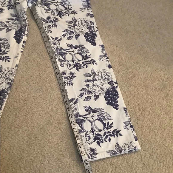 Reformation Jeans Cynthia Toile High Rise Straight White & Blue Size 27/4 small - Picture 7 of 13